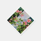 Schöne rosa Rosen Aquarellblüte Serviette (Ecke)