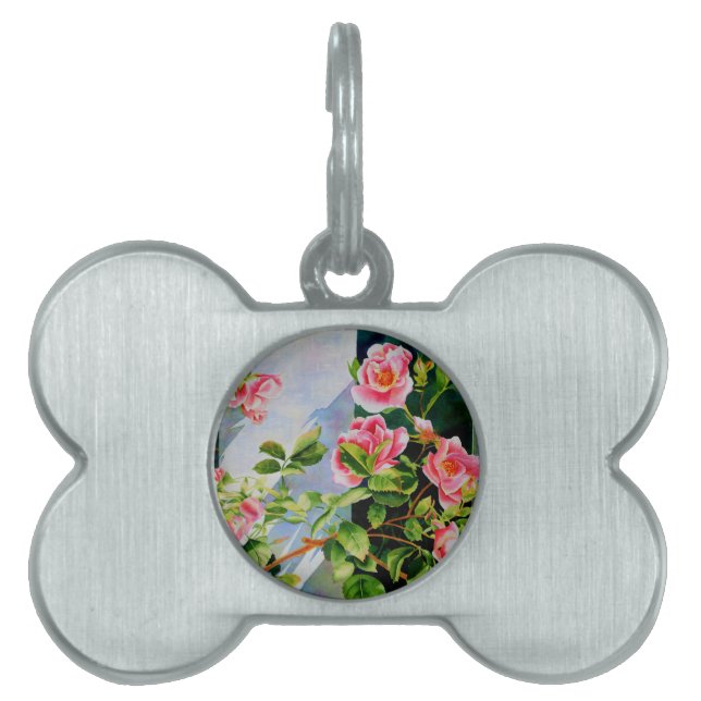 Schöne rosa Rosen Aquarellblüte Tiermarke (Vorderseite)