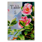 Schöne rosa Rosen Aquarellblüte Tischnummer (Vorderseite)