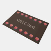 Schöne rosa Rosen auf Brown Big Welcome Doormat Fußmatte (Schrägansicht)