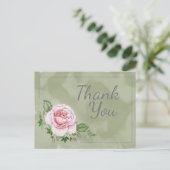 Schöne rosa Rosen auf grüner Wasserfarbe Vielen Da Postkarte (Stehend Vorderseite)