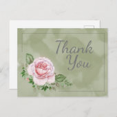 Schöne rosa Rosen auf grüner Wasserfarbe Vielen Da Postkarte (Vorne/Hinten)
