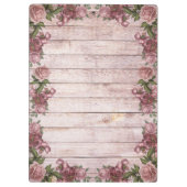 Schöne rosa Rosen auf Holz Klemmbrett (Rückseite)