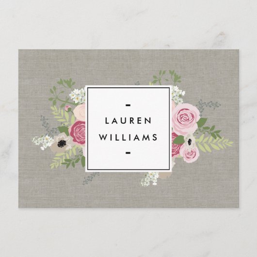 Schöne rosa Rosen auf Linen Geschenkgutschein (Vorderseite)