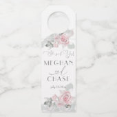 Schöne rosa Rosen BarefootBride™ Flaschenanhänger (Vorderseite)