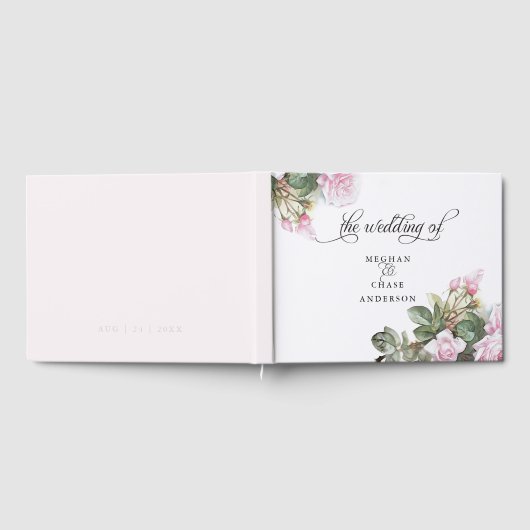Schöne rosa Rosen BarefootBride™ Gästebuch (Voll)