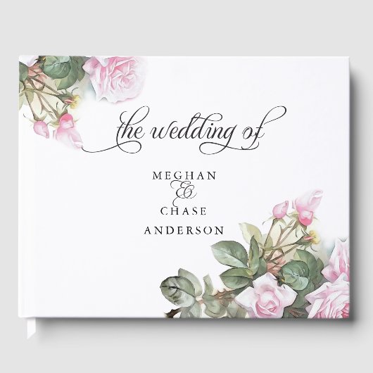 Schöne rosa Rosen BarefootBride™ Gästebuch (Vorderseite)