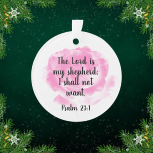 Schöne rosa Rosen Bibel Zitat Der 23. Psalm Ornament