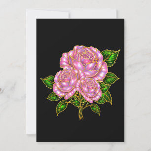 Schöne rosa Rosen-Blanko-Notizkarte Dankeskarte