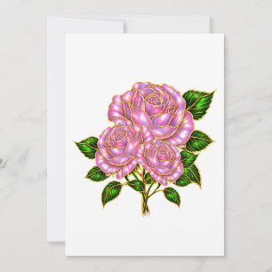 Schöne rosa Rosen-Blanko-Notizkarte Dankeskarte