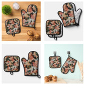 Schöne rosa Rosen blühen Ofenhandschuh & Topflappen-Set