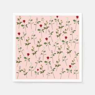 Schöne rosa Rosen Blumen Brautdusche Serviette