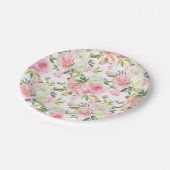 Schöne rosa Rosen Blumenpapier-Teller Pappteller (Schrägansicht)