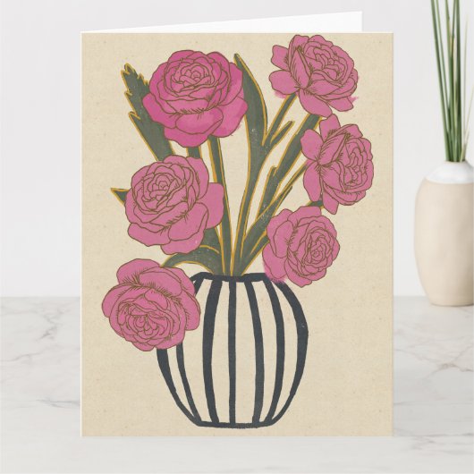 Schöne rosa Rosen Dankeskarte (Vorderseite)