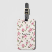 Schöne rosa Rosen Gepäckanhänger (Vorderseite Vertikal)