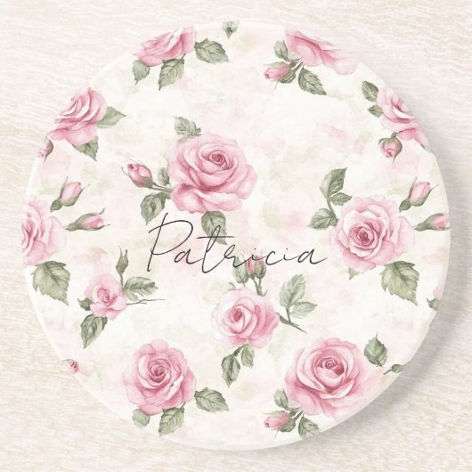 Schöne rosa Rosen Getränkeuntersetzer (Vorne)