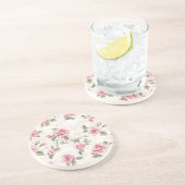 Schöne rosa Rosen Getränkeuntersetzer (Seite)