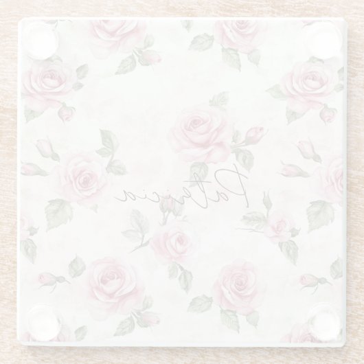 Schöne rosa Rosen   Glasuntersetzer (Rückseite)