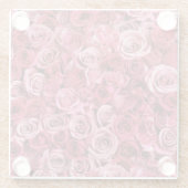 Schöne rosa Rosen Glasuntersetzer (Rückseite)