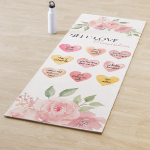 Schöne rosa Rosen herzförmige Selbstauslöser-Liebe Yogamatte