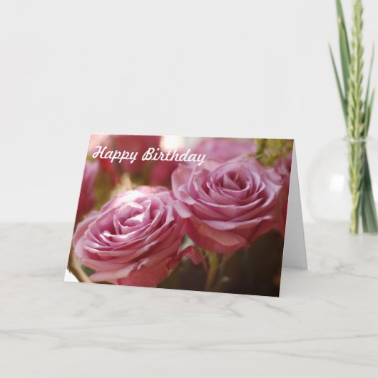 Schöne rosa Rosen Karte (Vorderseite)