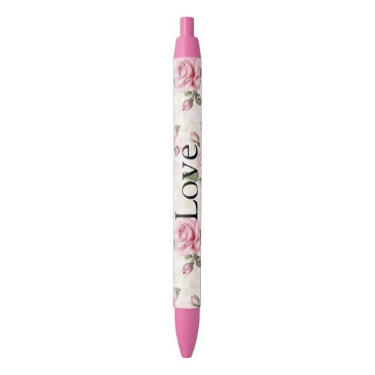 Schöne rosa Rosen Kugelschreiber (Vorderseite Vertikal)