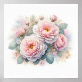 Schöne rosa Rosen Kunst Poster