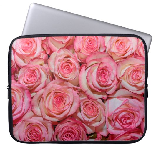 Schöne rosa Rosen Laptopschutzhülle (Vorderseite)