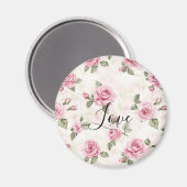 Schöne rosa Rosen romantische Liebe Magnet (Vorderseite/Rückseite)