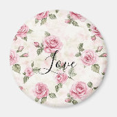 Schöne rosa Rosen romantische Liebe Magnet (Vorne)