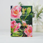 Schöne rosa Rosen, rote Rosen, Aquarellblumen Einladung (Stehend Vorderseite)