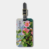 Schöne rosa Rosen, rote Rosen, Aquarellblumen Gepäckanhänger (Vorderseite vertikal)