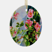 Schöne rosa Rosen, rote Rosen, Aquarellblumen Keramik Ornament (Rechts)