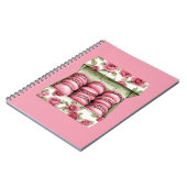 Schöne rosa Rosen Schachtel Macarons Notizblock (Linke Seite)