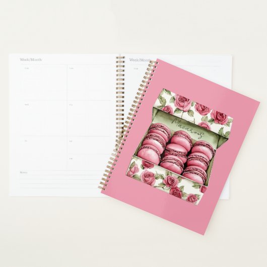 Schöne rosa Rosen Schachtel Macarons Planer (Anzeige)