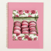 Schöne rosa Rosen Schachtel Macarons Planer (Vorderseite)