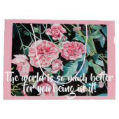 Schöne rosa Rosen Sie sind Lieblings Geschenktasch Große Geschenktüte (Rückseite)