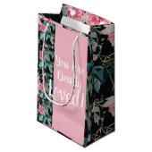 Schöne rosa Rosen Sie sind Lieblings Geschenktasch Kleine Geschenktüte (Vorderseite Schrägansicht)