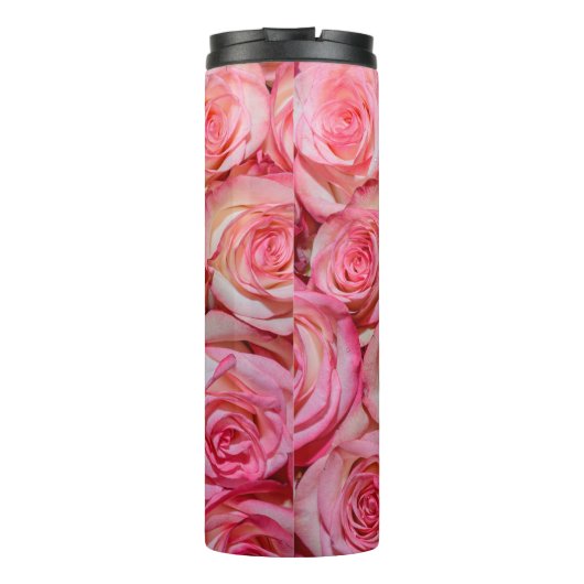 Schöne rosa Rosen Thermosbecher (Rückseite)