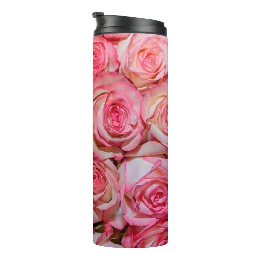 Schöne rosa Rosen Thermosbecher (Nach rechts gedreht)