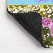 Schöne rosa Rosen und Milchmäuse Mousepad (Ecke)