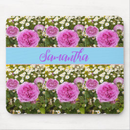 Schöne rosa Rosen und Milchmäuse Mousepad