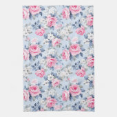 Schöne rosa Rosen, weiße Blume Geschirrtuch (Vertikal)