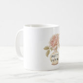Schöne rosa Rosenblume in der Vase Kaffeetasse (Vorderseite Links)