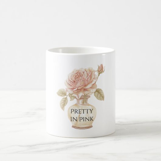 Schöne rosa Rosenblume in der Vase Kaffeetasse (Mittel)