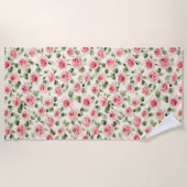 Schöne rosa Rosenblüten Strandtuch (Vorderseite)