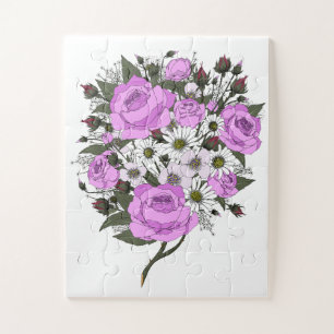 Schöne rosa Rosenbouquet Puzzle