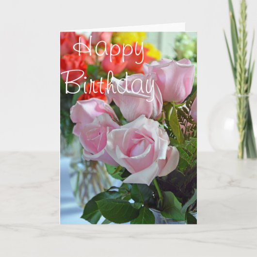 Schöne rosa Rosengeburtstagskarte Karte (Vorderseite)