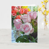 Schöne rosa Rosengeburtstagskarte Karte (Gelbe Blume)