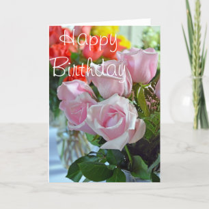 Schöne rosa Rosengeburtstagskarte Karte